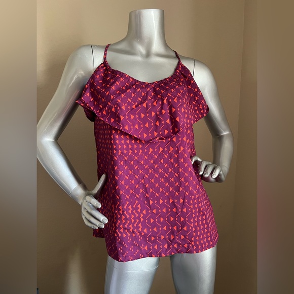 Roxy “Estilo” bib ruffle tank in orange and purple - Picture 1 of 5